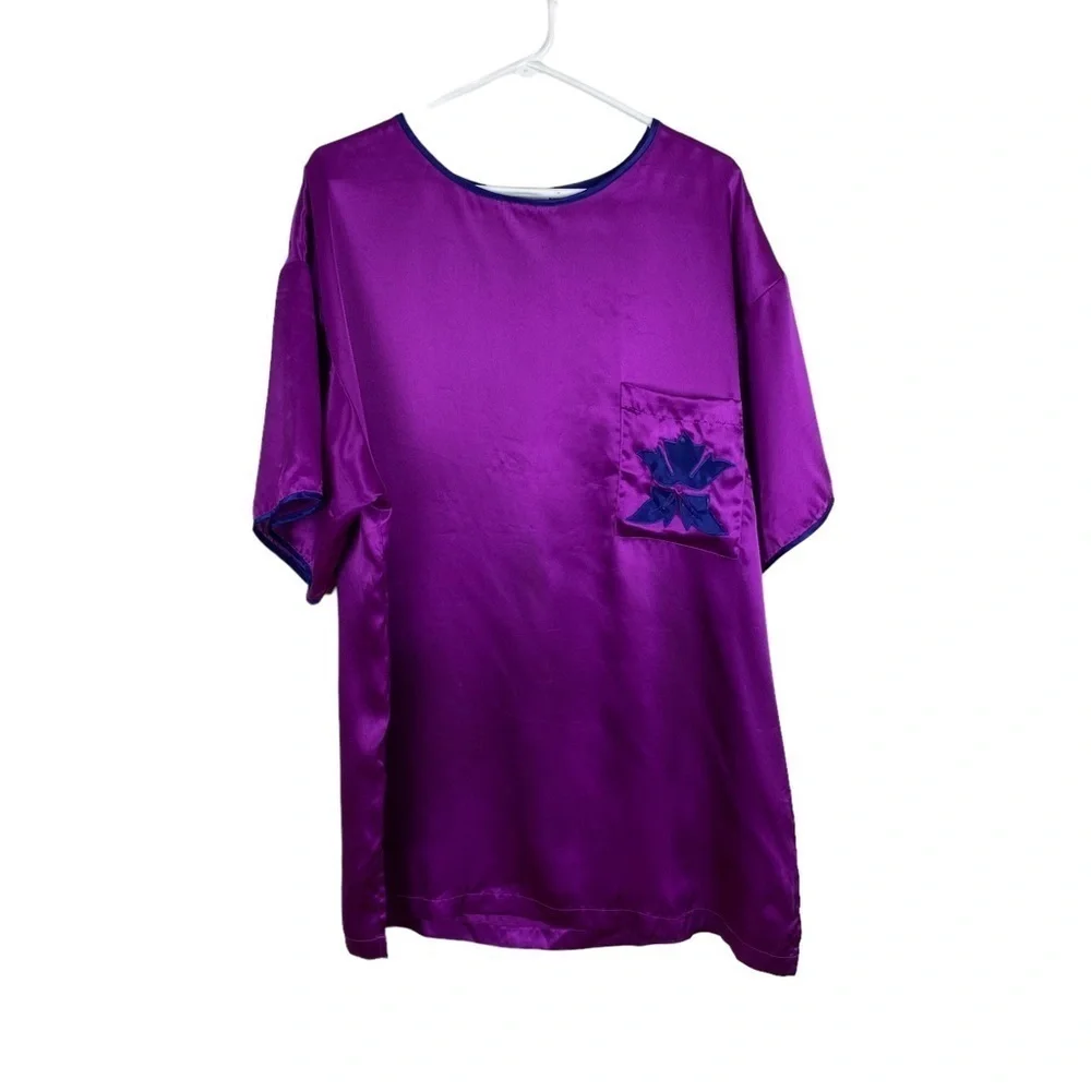 Vintage Victoria’s Secret Gold Label Nightgown Women’s Size L Purple Satin - Picture 7 of 8